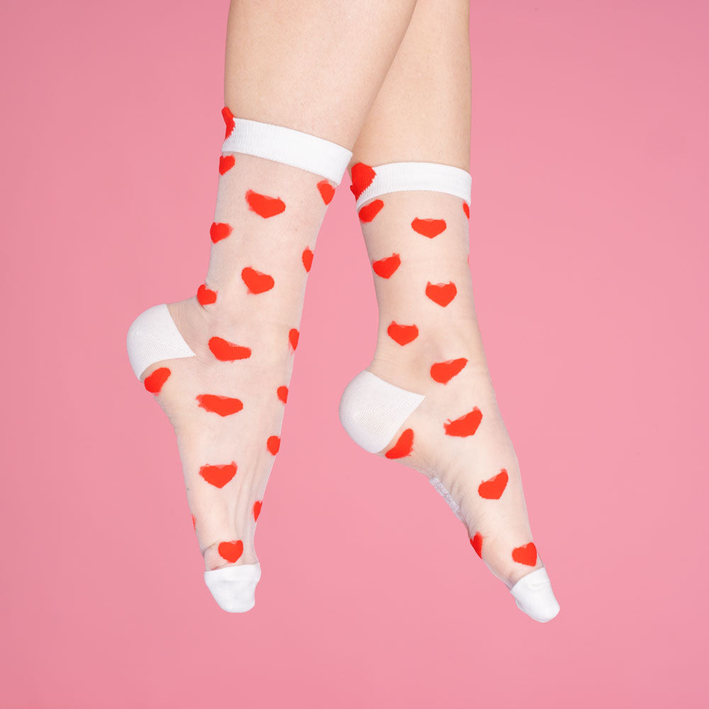 Chaussettes transparentes Coeur