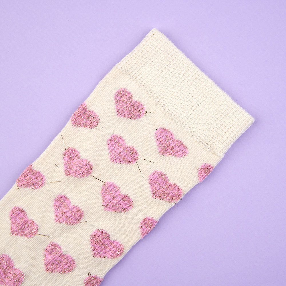 Chaussettes Coeur rose à paillettes