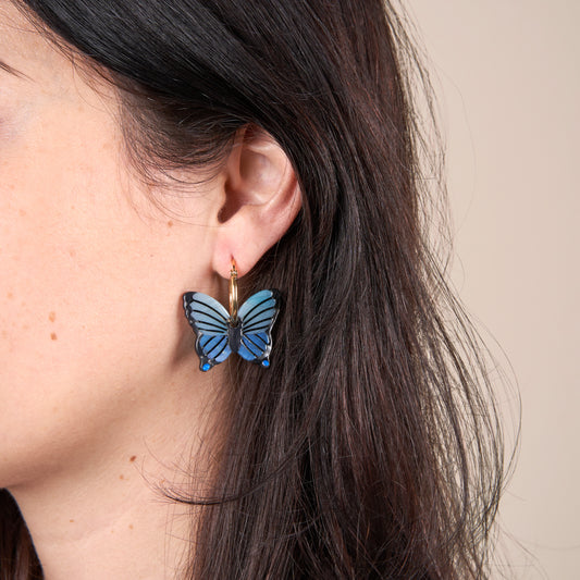 Boucles d'oreilles Papillon Bleu