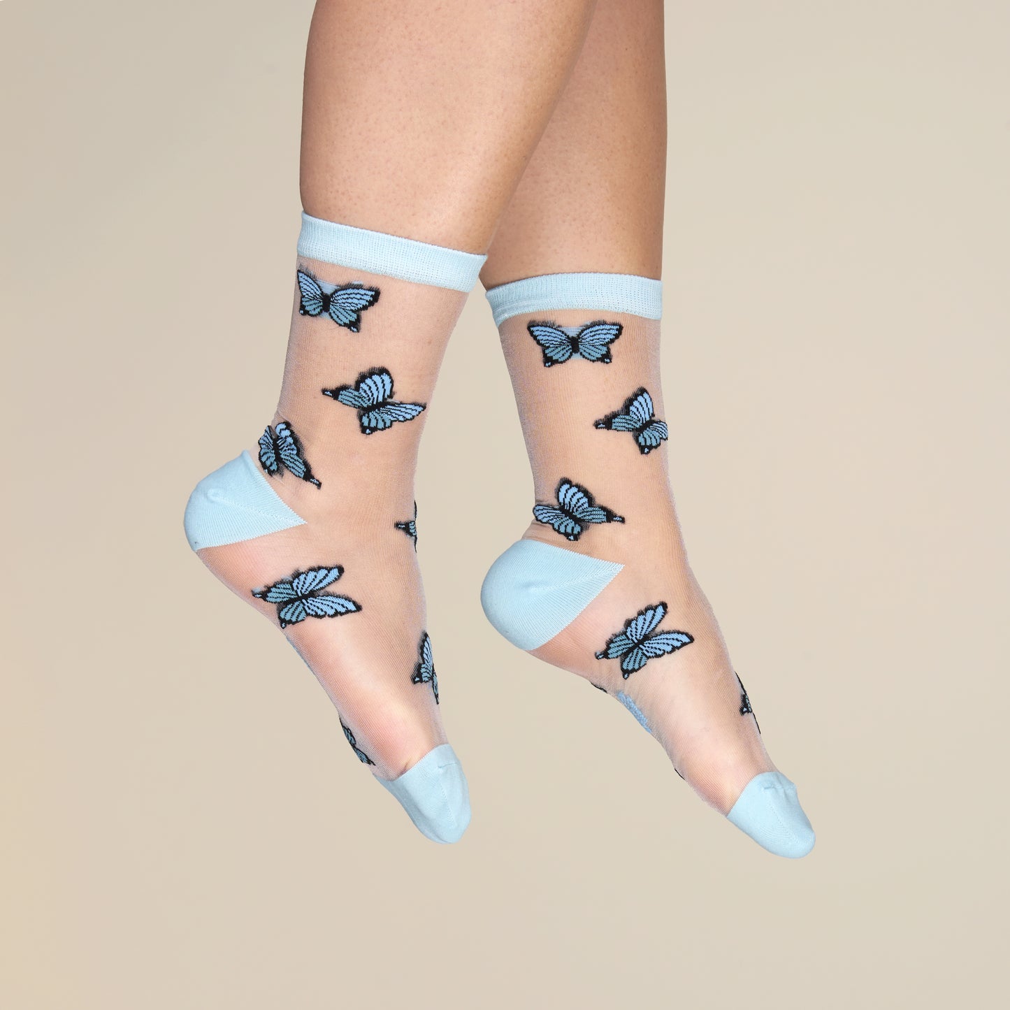 Blue Butterfly Sheer Socks