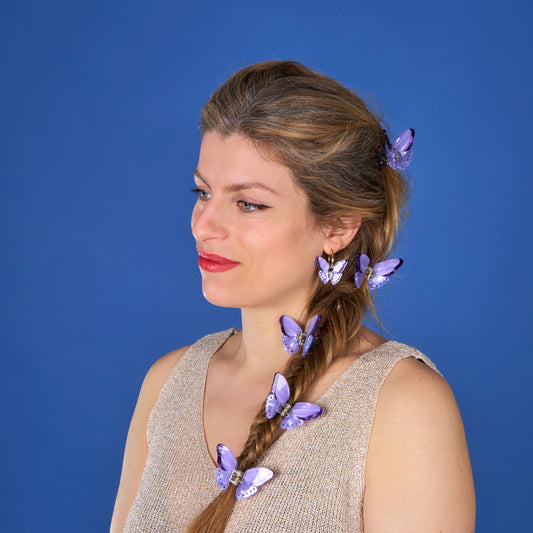 Mini pince à cheveux Papillon Mauve