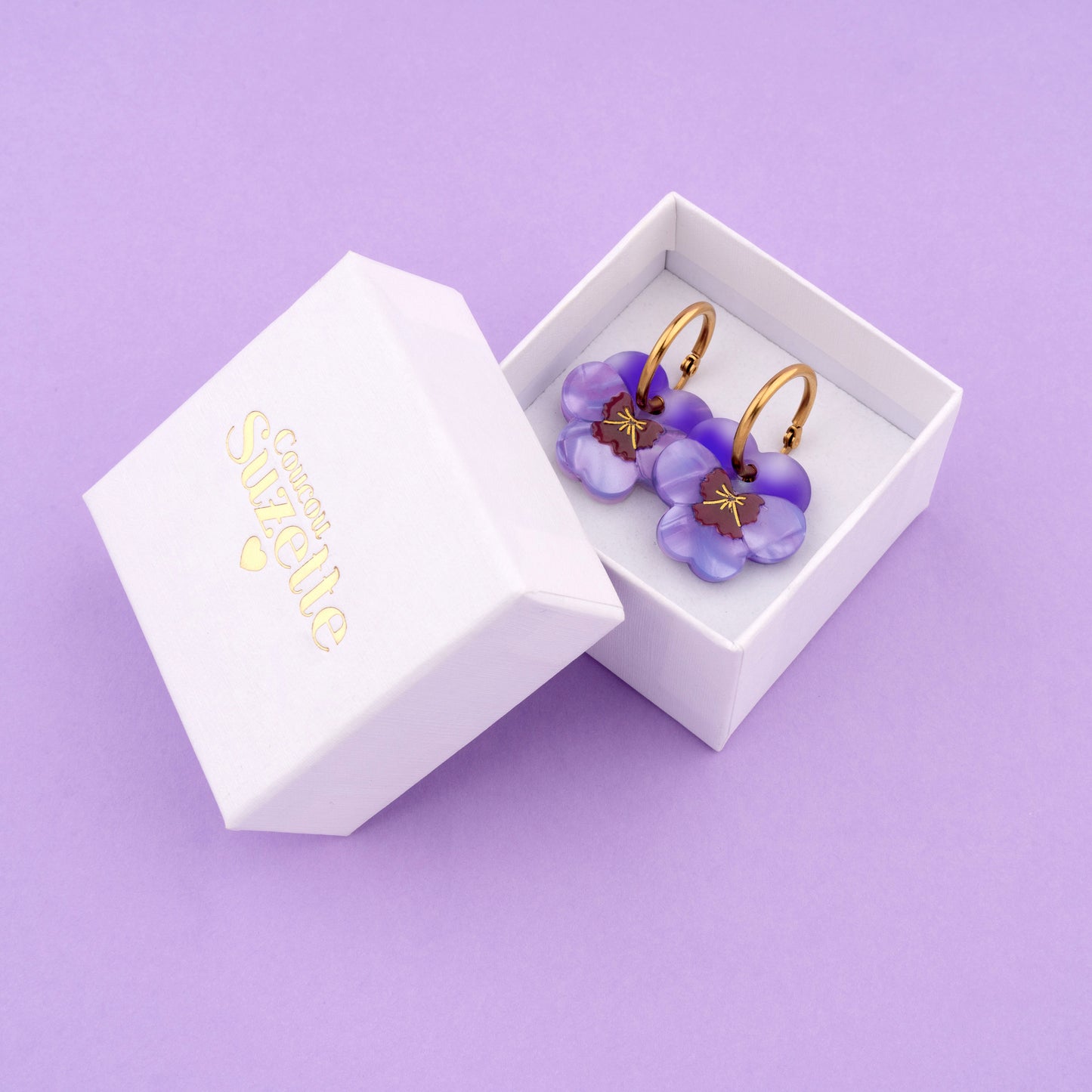 Purple Pansies Earrings