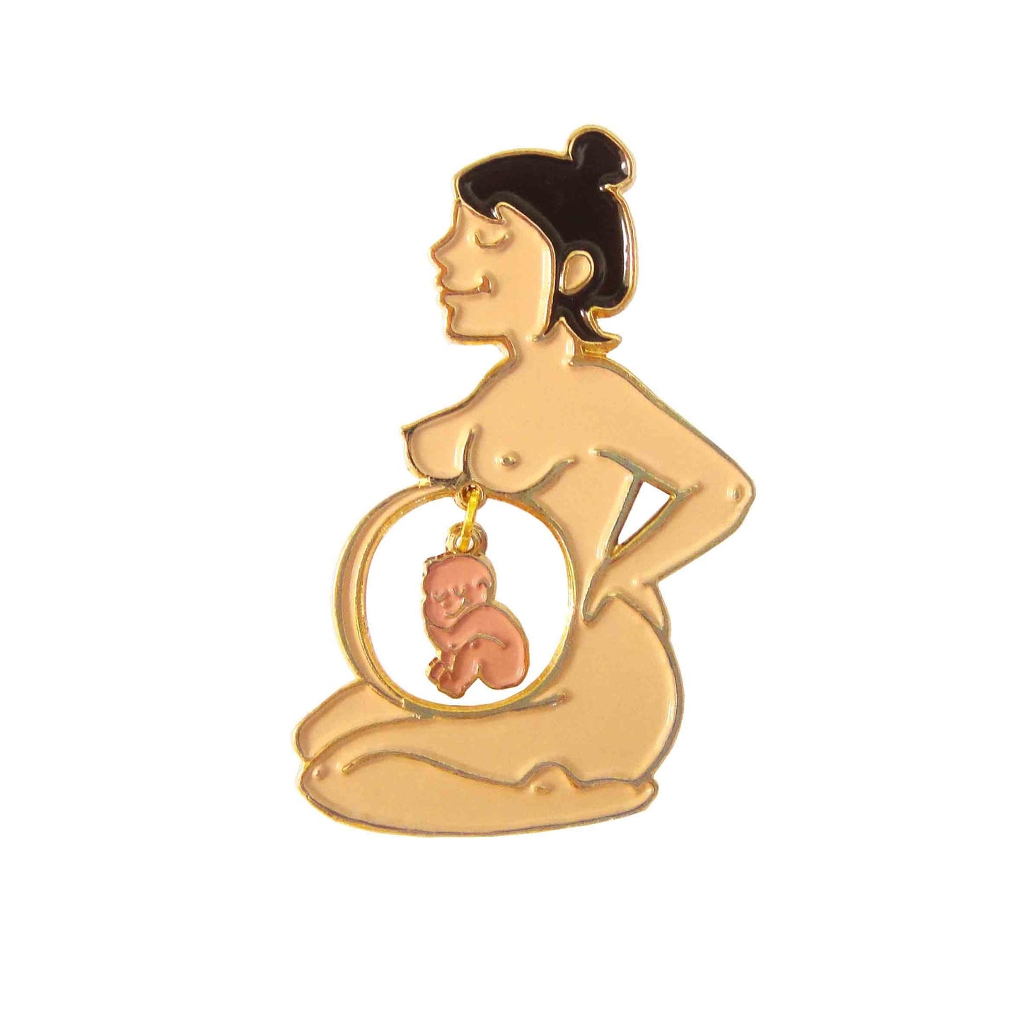 Pin's Enceinte Blanche & Bébé Métisse - Coucou Suzette