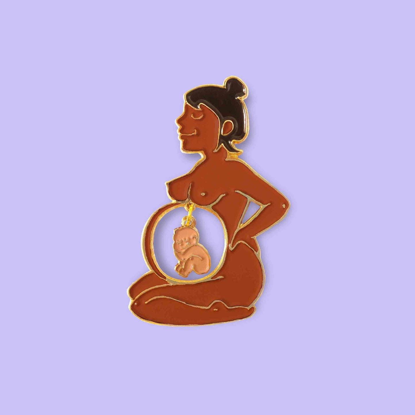 Pin's Enceinte Noire & Bébé Métisse