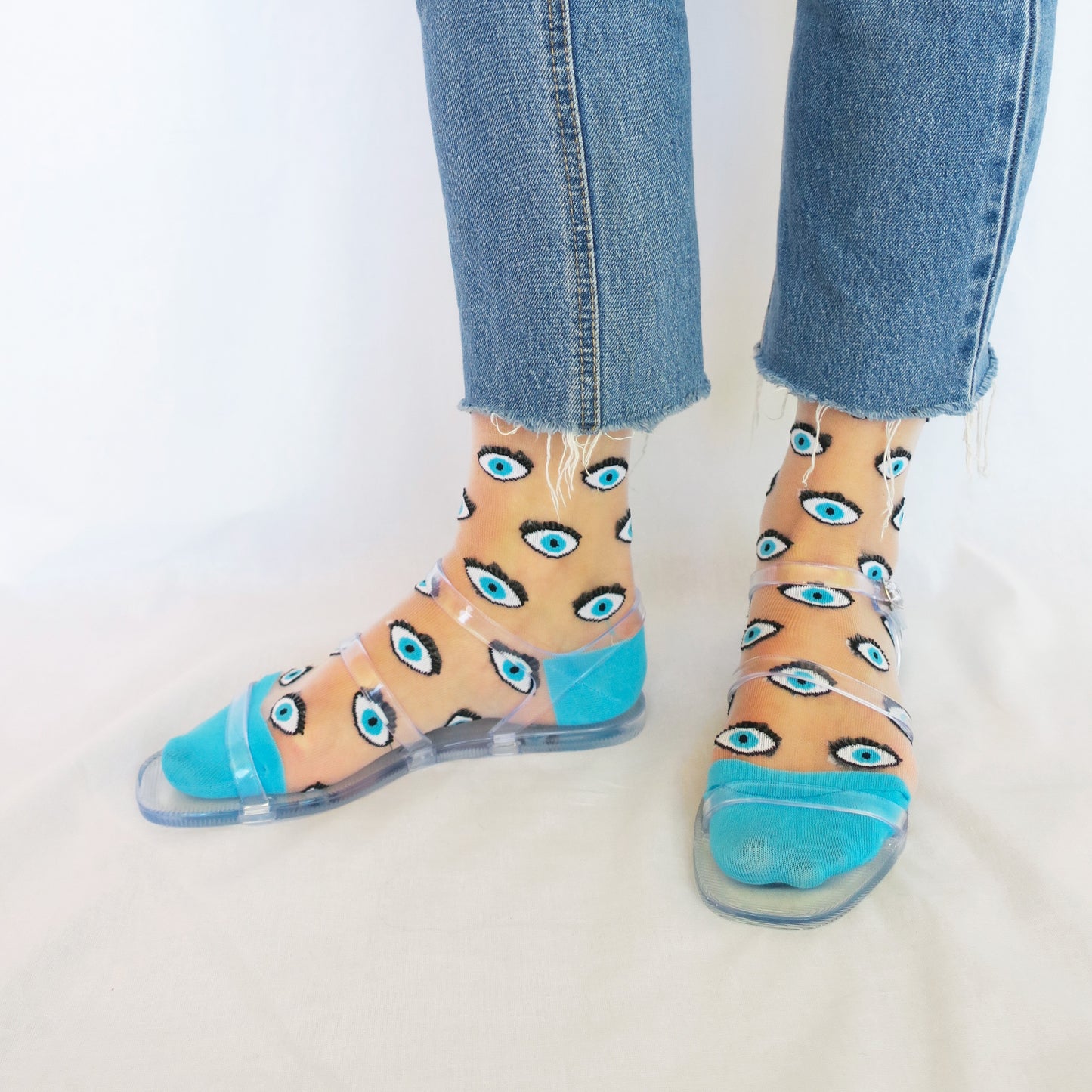 Chaussettes transparentes Oeil - Bleu - Coucou Suzette