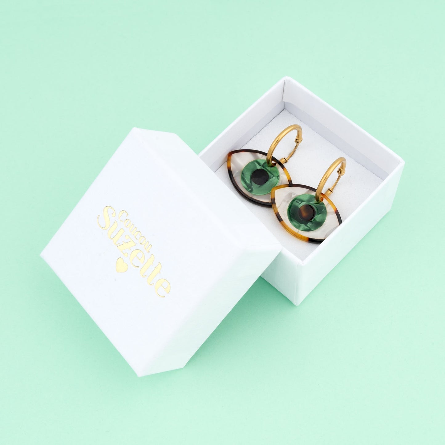 Boucles d'oreilles Oeil - Vert - Coucou Suzette
