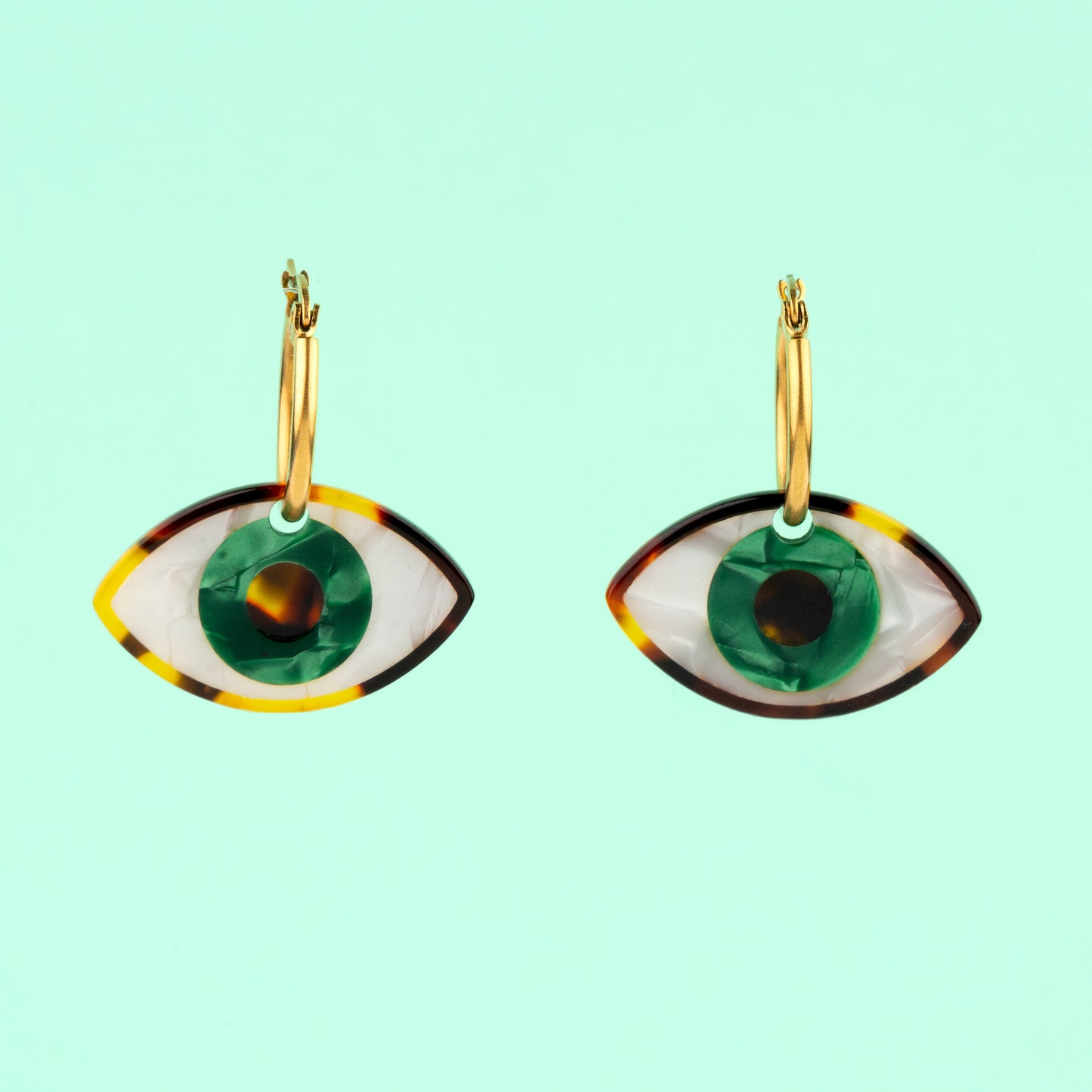 Green Eye Earrings