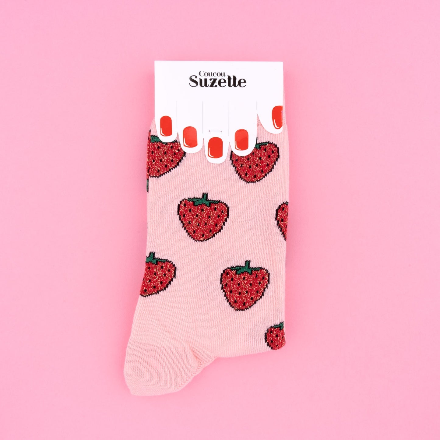 Chaussettes à paillettes Fraise - Coucou Suzette