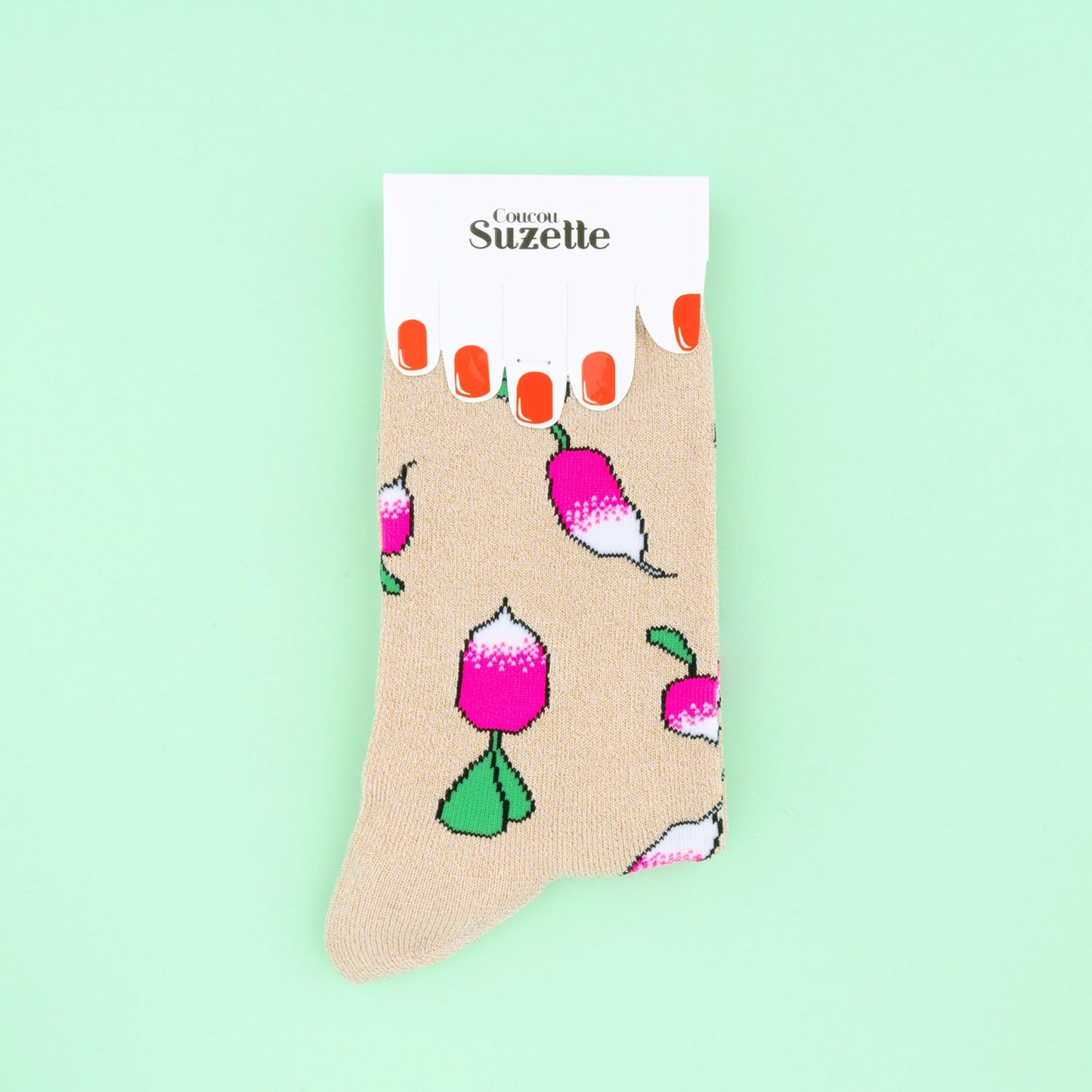 Chaussettes à paillettes Radis - Coucou Suzette