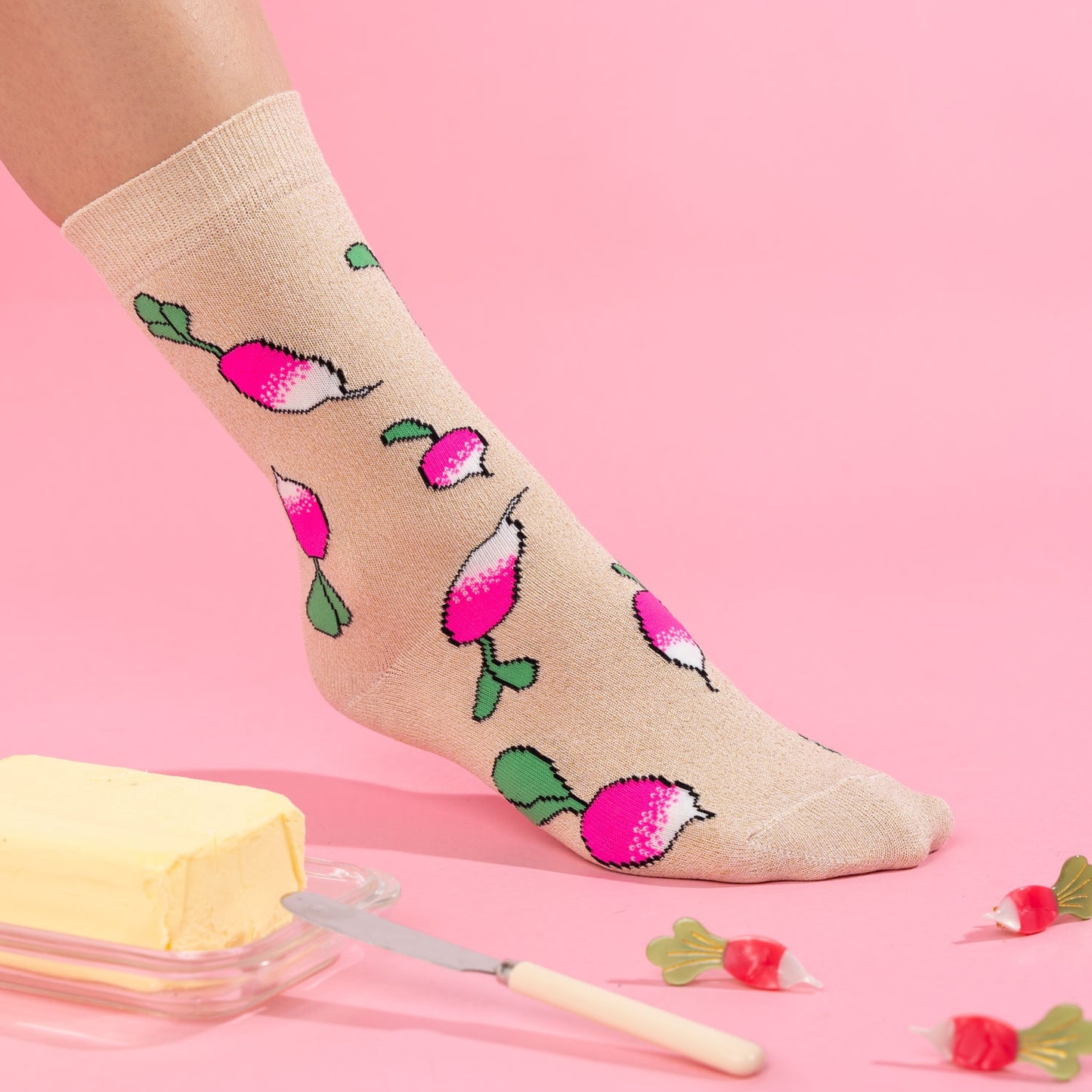Glittery Radish Socks
