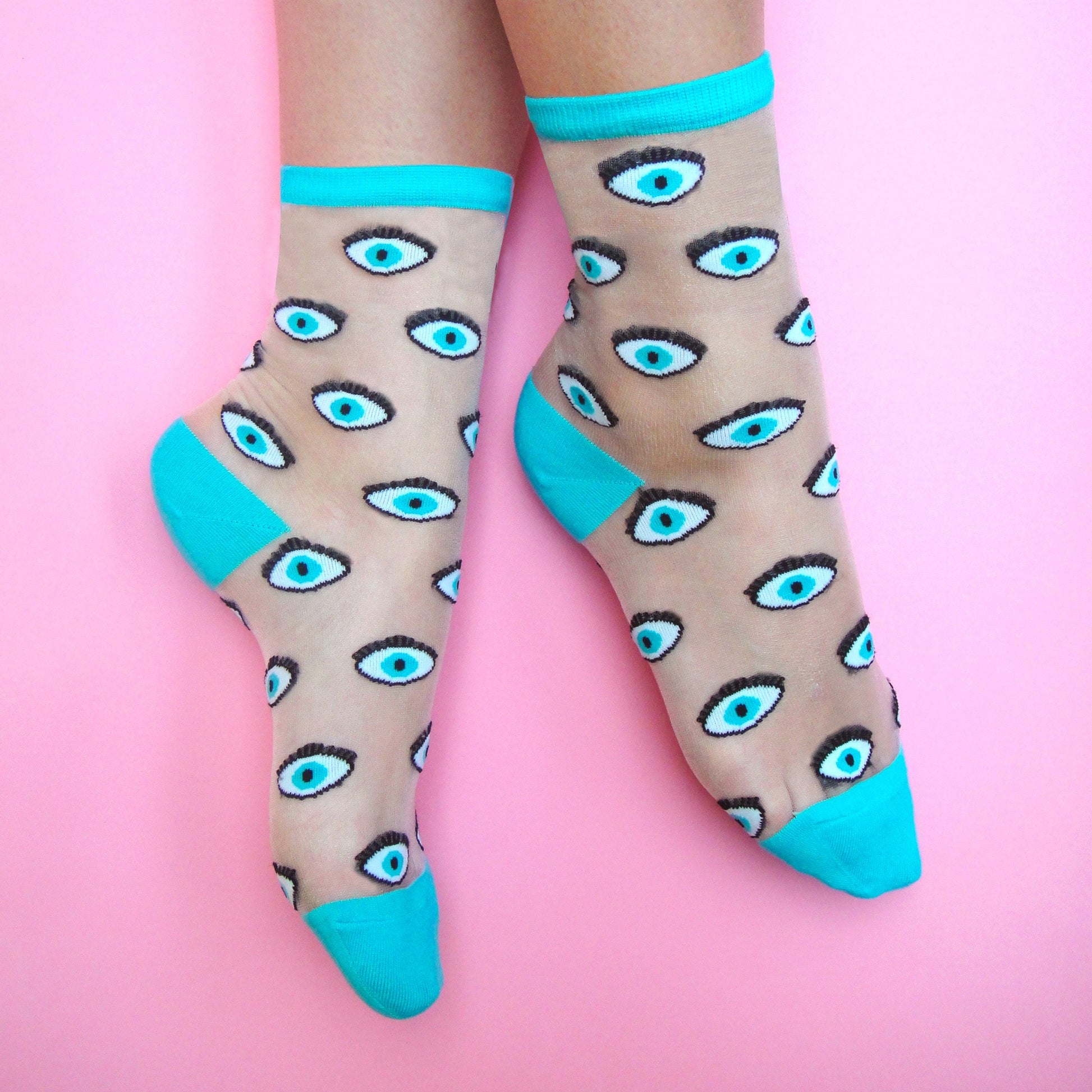 Chaussettes transparentes Oeil - Bleu - Coucou Suzette