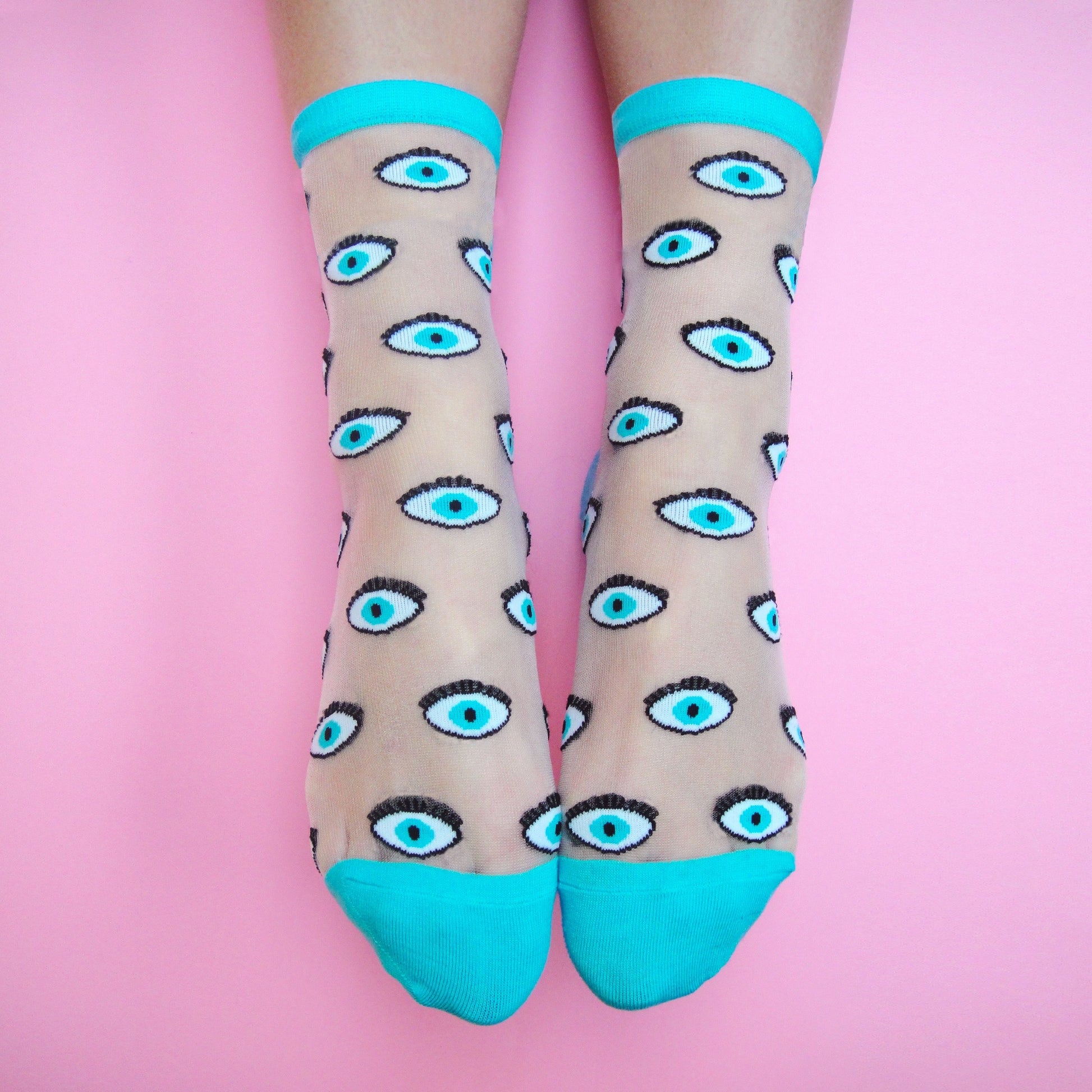 Chaussettes transparentes Oeil - Bleu - Coucou Suzette