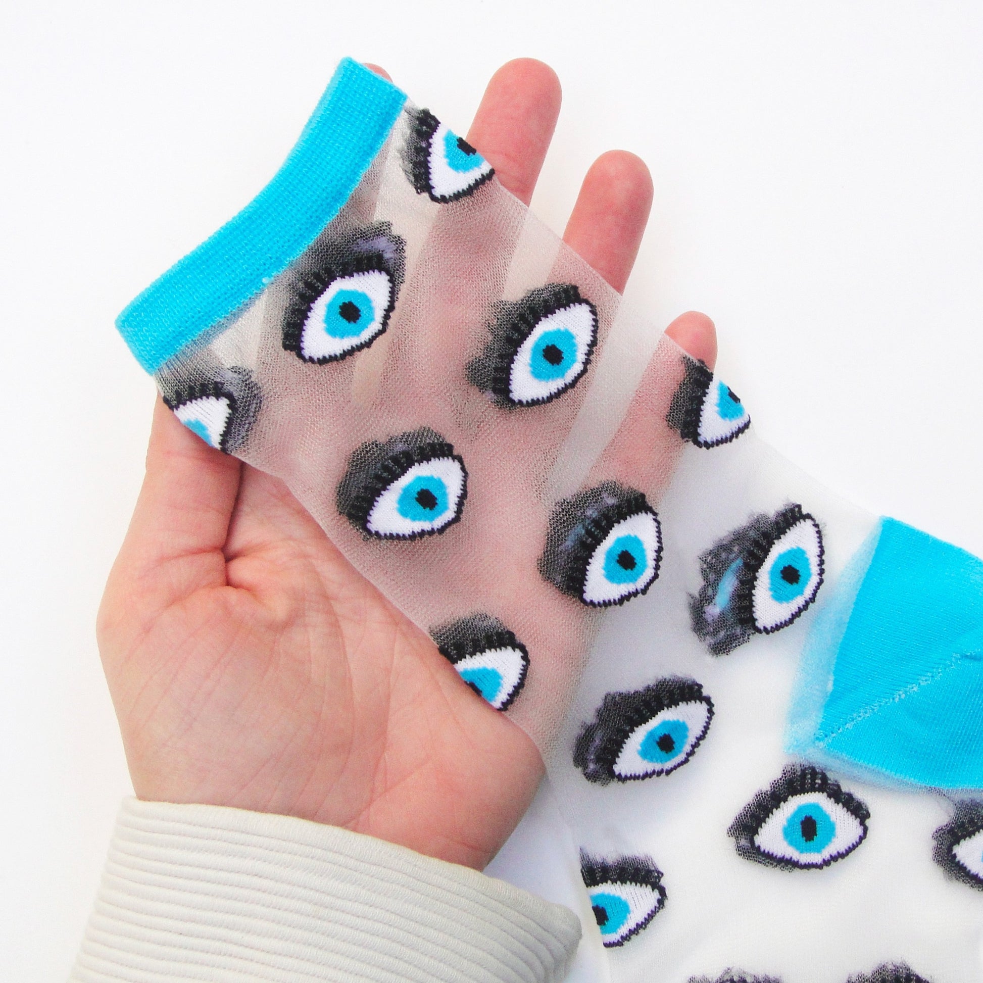 Chaussettes transparentes Oeil - Bleu - Coucou Suzette