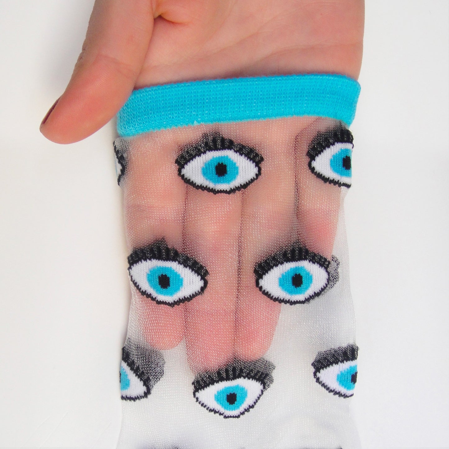 Chaussettes transparentes Oeil - Bleu - Coucou Suzette