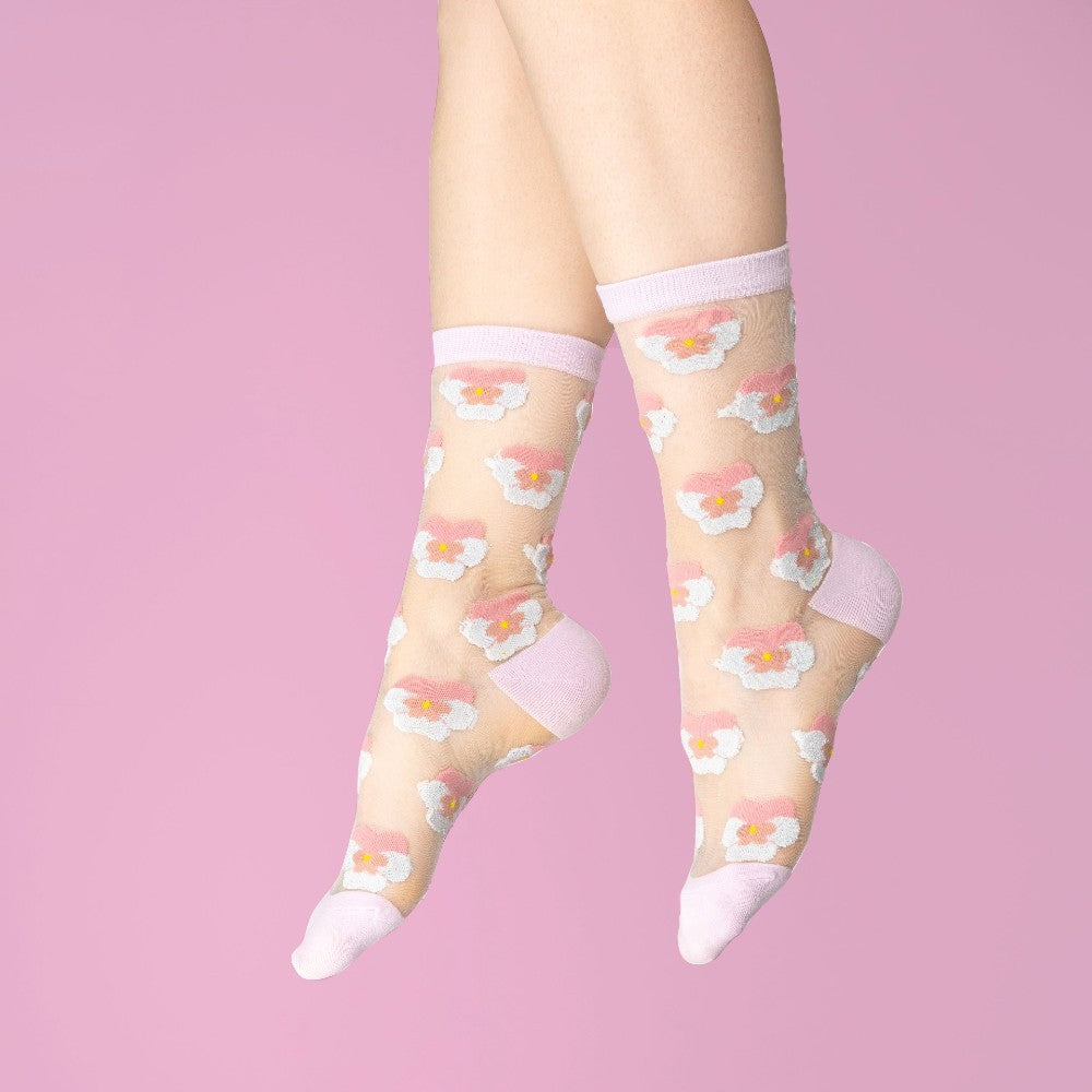 Blossom Patterned Sheer Socks