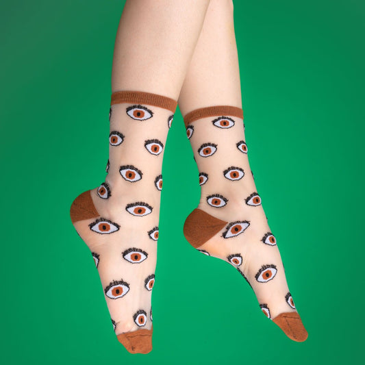 Eye Sheer Socks - Brown