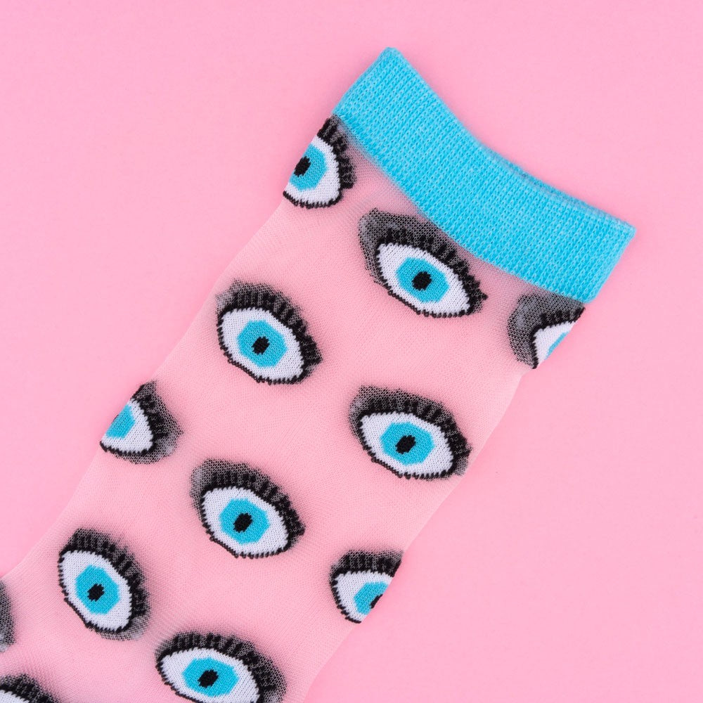 Chaussettes transparentes Oeil - Bleu - Coucou Suzette