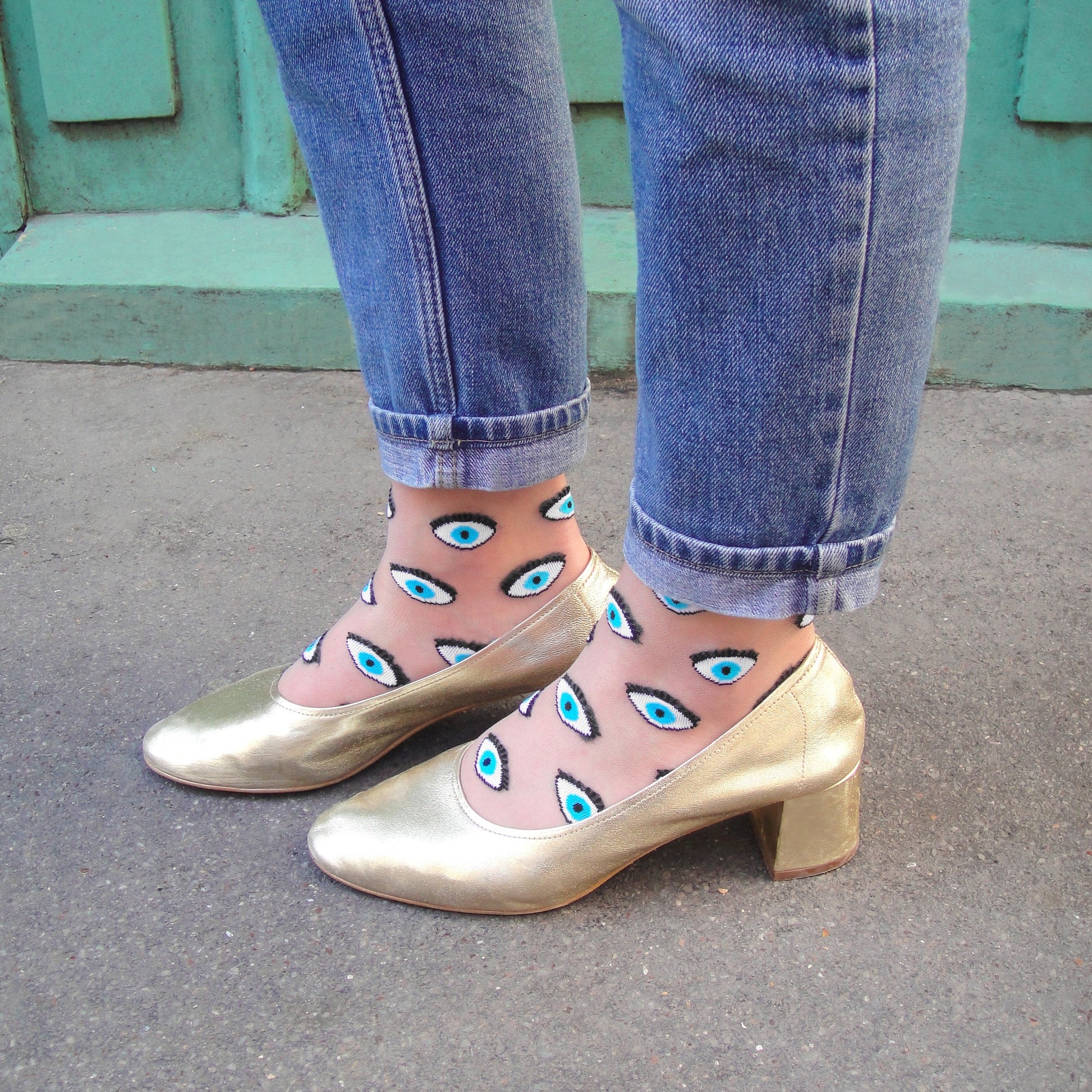 Chaussettes transparentes Oeil - Bleu - Coucou Suzette