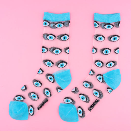 Chaussettes transparentes Oeil - Bleu