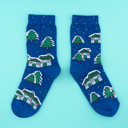 Snowy Town Socks