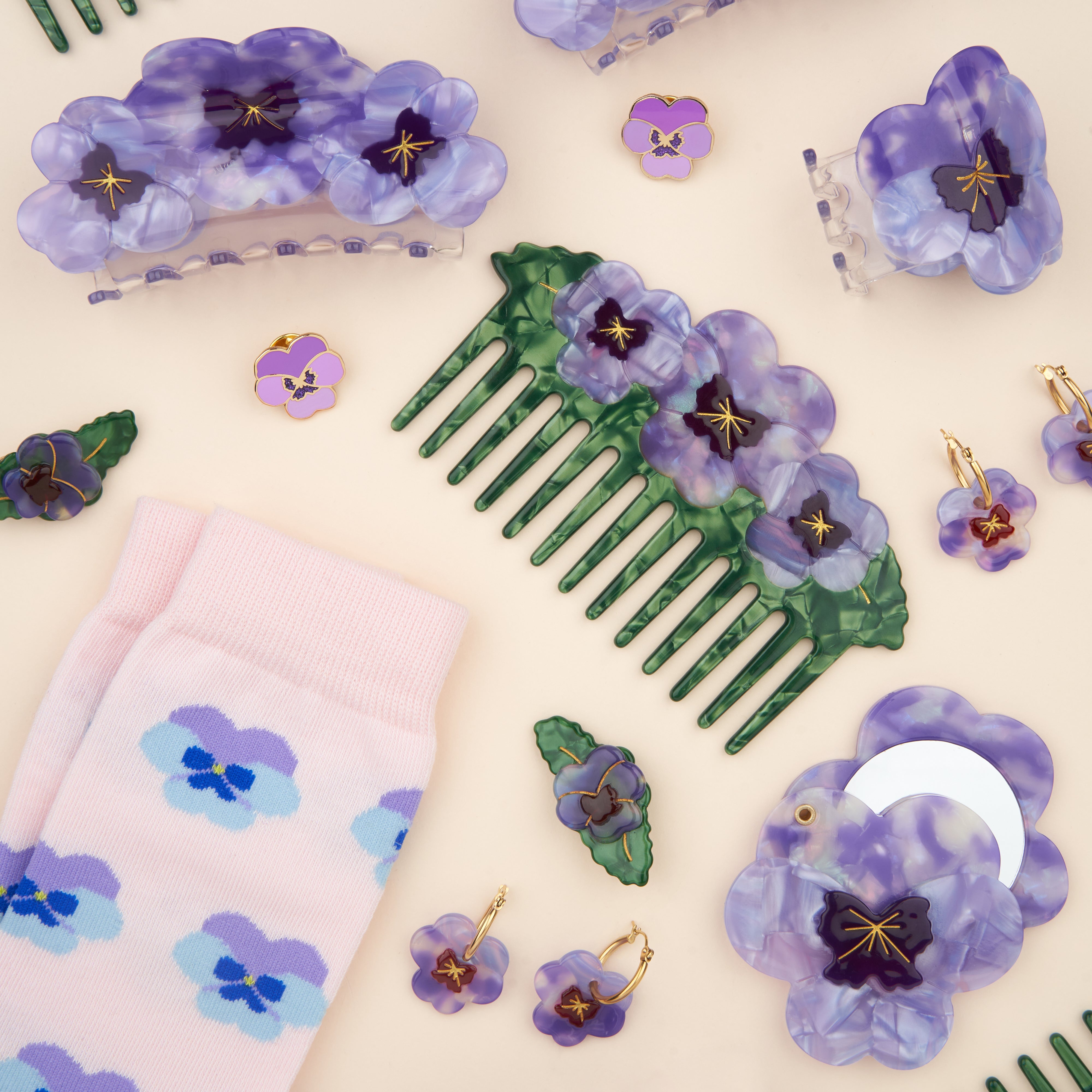 Purple Pansy Flower Hair Claw – Coucou Suzette