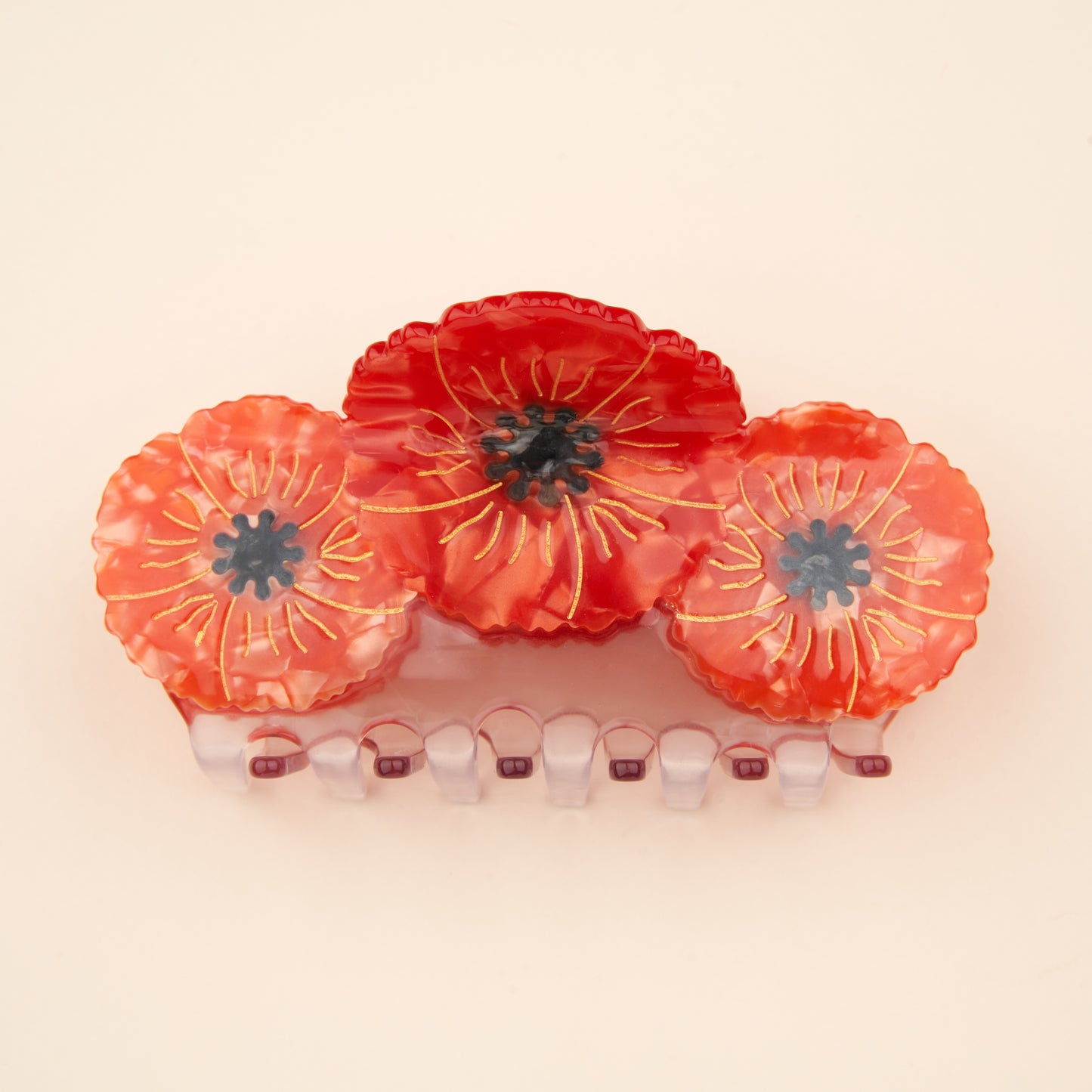 Pince à cheveux Trio Coquelicots