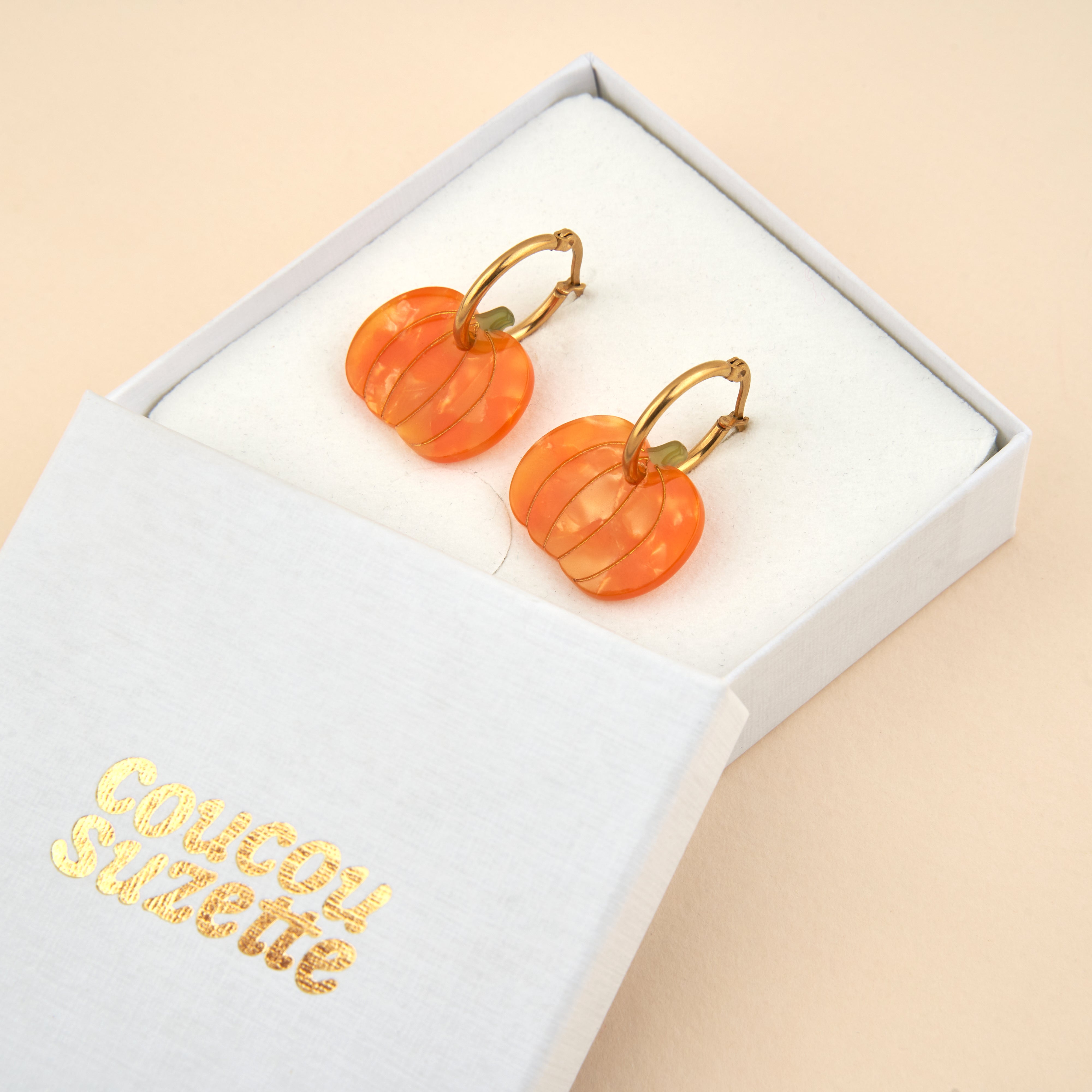 Boucles D'oreilles Citrouille Halloween - Mignonnes, En Alliage Doré/orange, Parfaites Pour L'automne