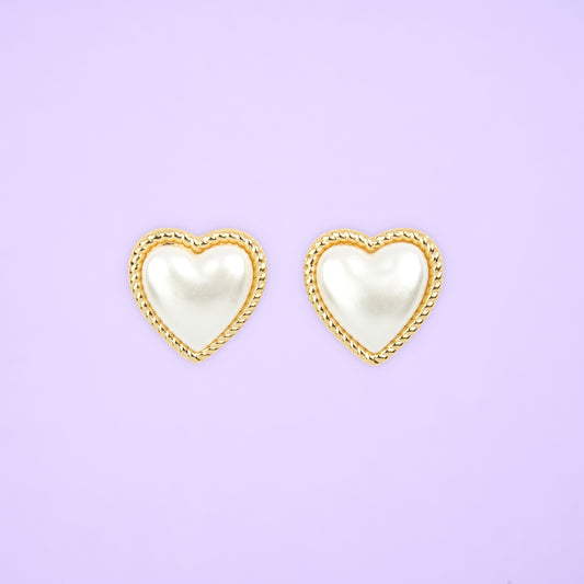 Pearl Heart Earrings