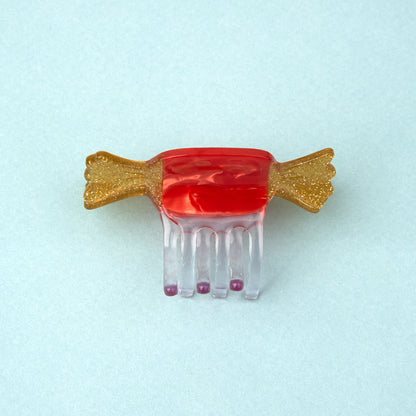 Red Christmas Candy Mini Hair Claw