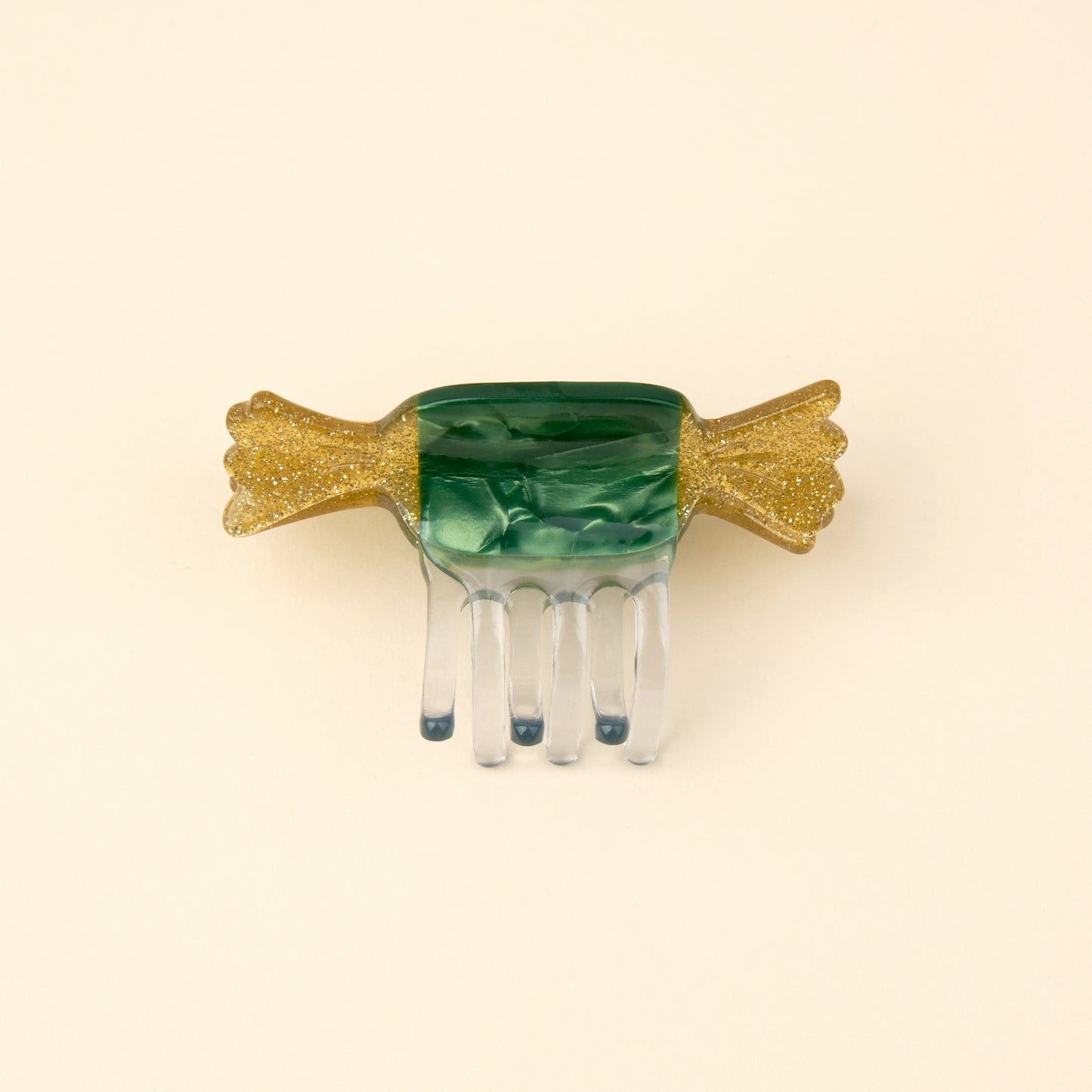 Green Christmas Candy Mini Hair Claw