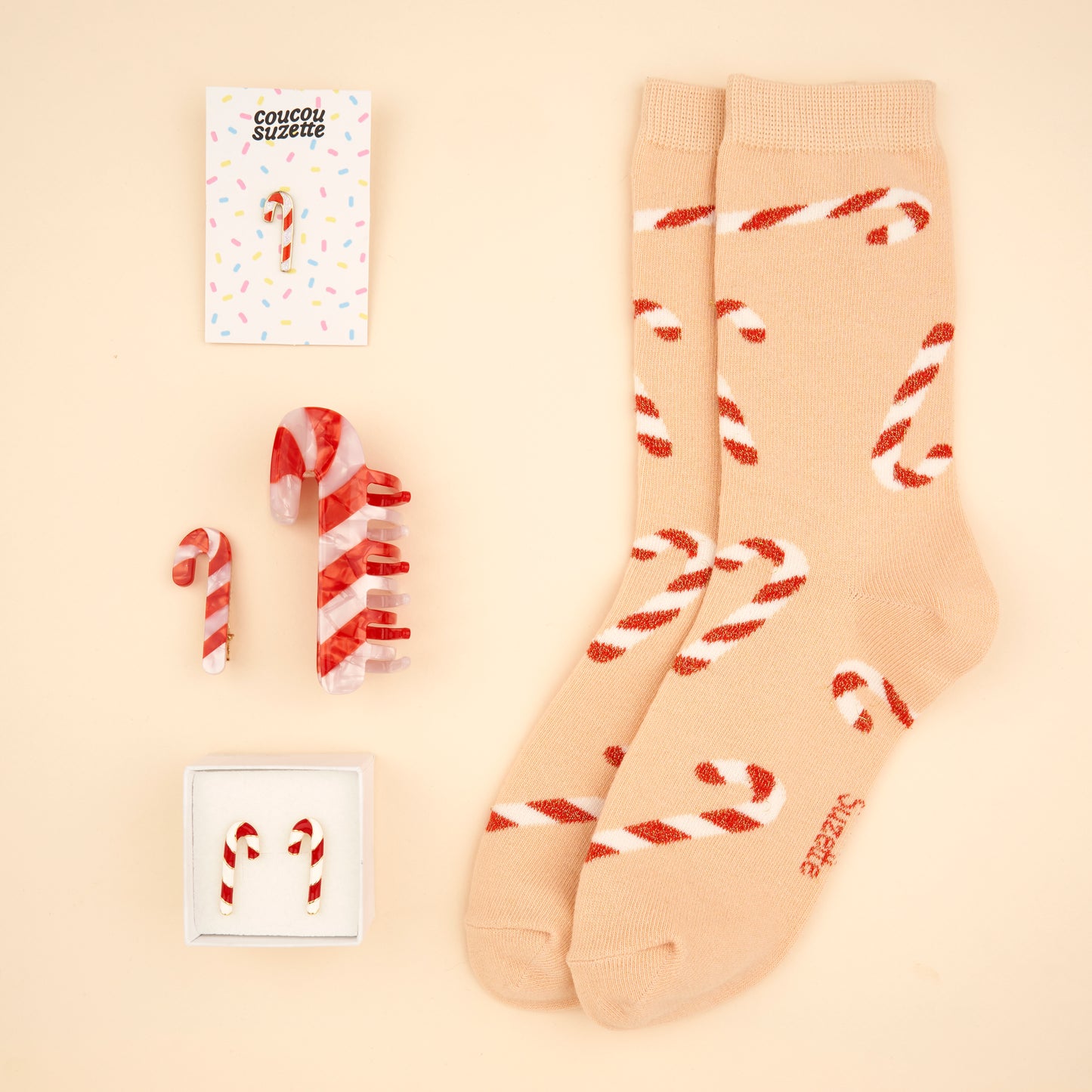 Candy Cane Glittery Socks