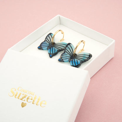 Boucles d'oreilles Papillon Bleu