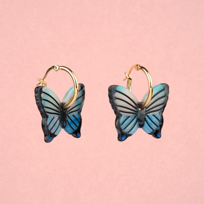 Boucles d'oreilles Papillon Bleu