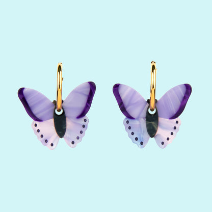 Boucles d'oreilles Papillon Mauve