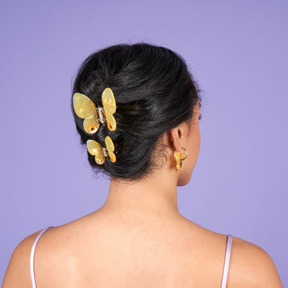 Yellow Butterfly Mini Hair Claw
