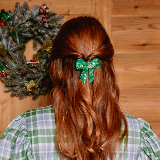 French Barrette Noeud Vert