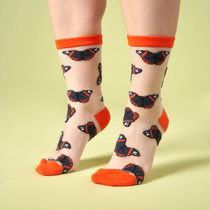 Black Butterfly Sheer Socks