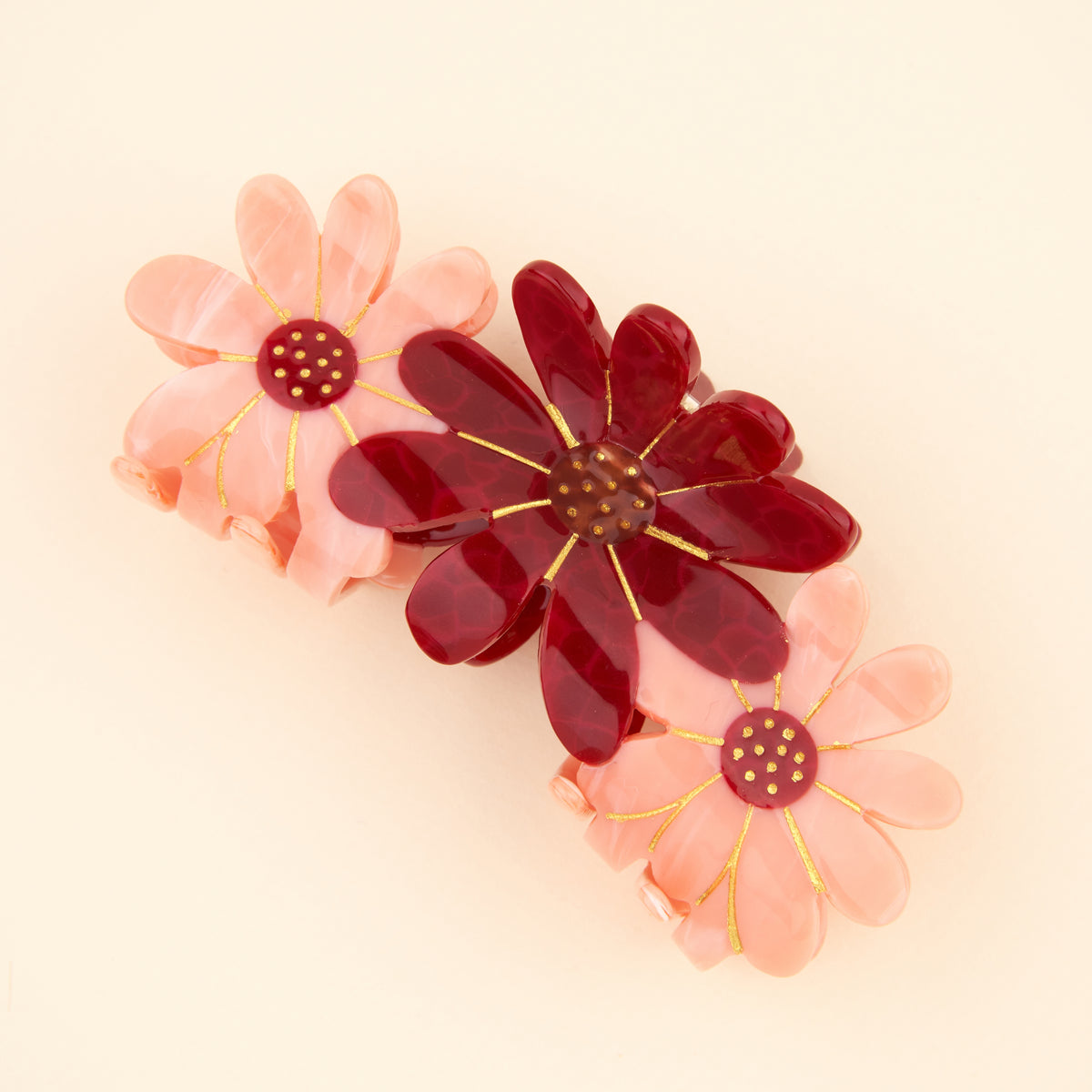 Pince à cheveux Trio Fleurs Roses