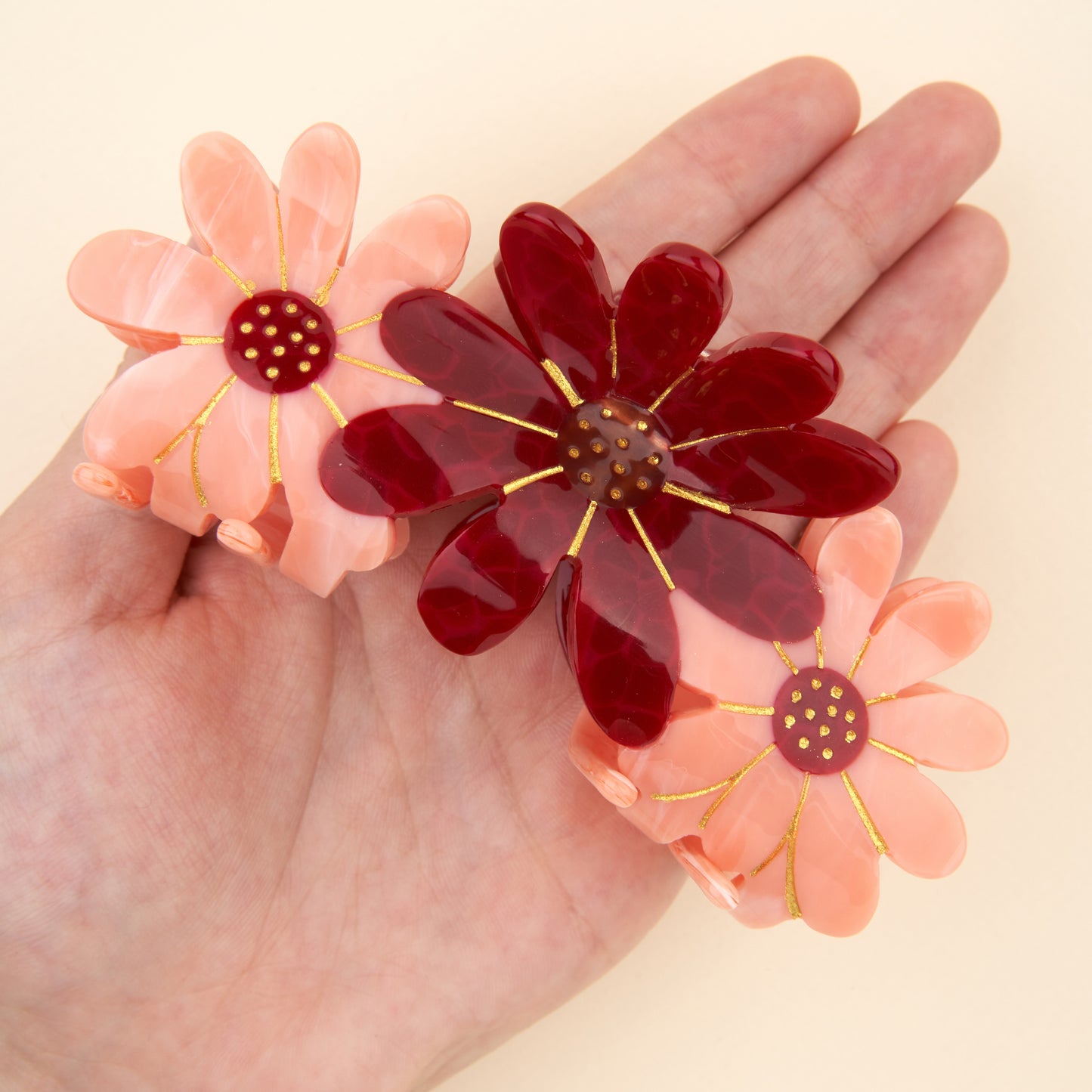Pince à cheveux Trio Fleurs Roses