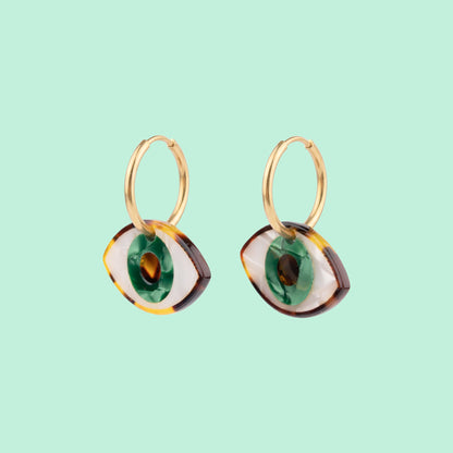 Green Eye Earrings