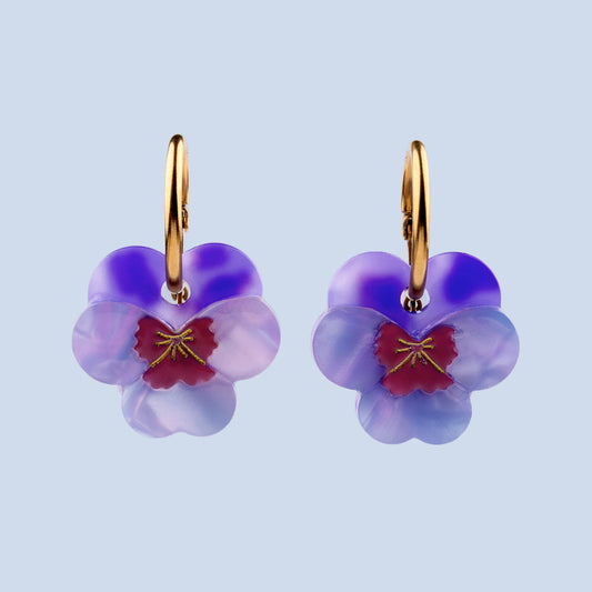 Boucles d'oreilles Pensée Mauve