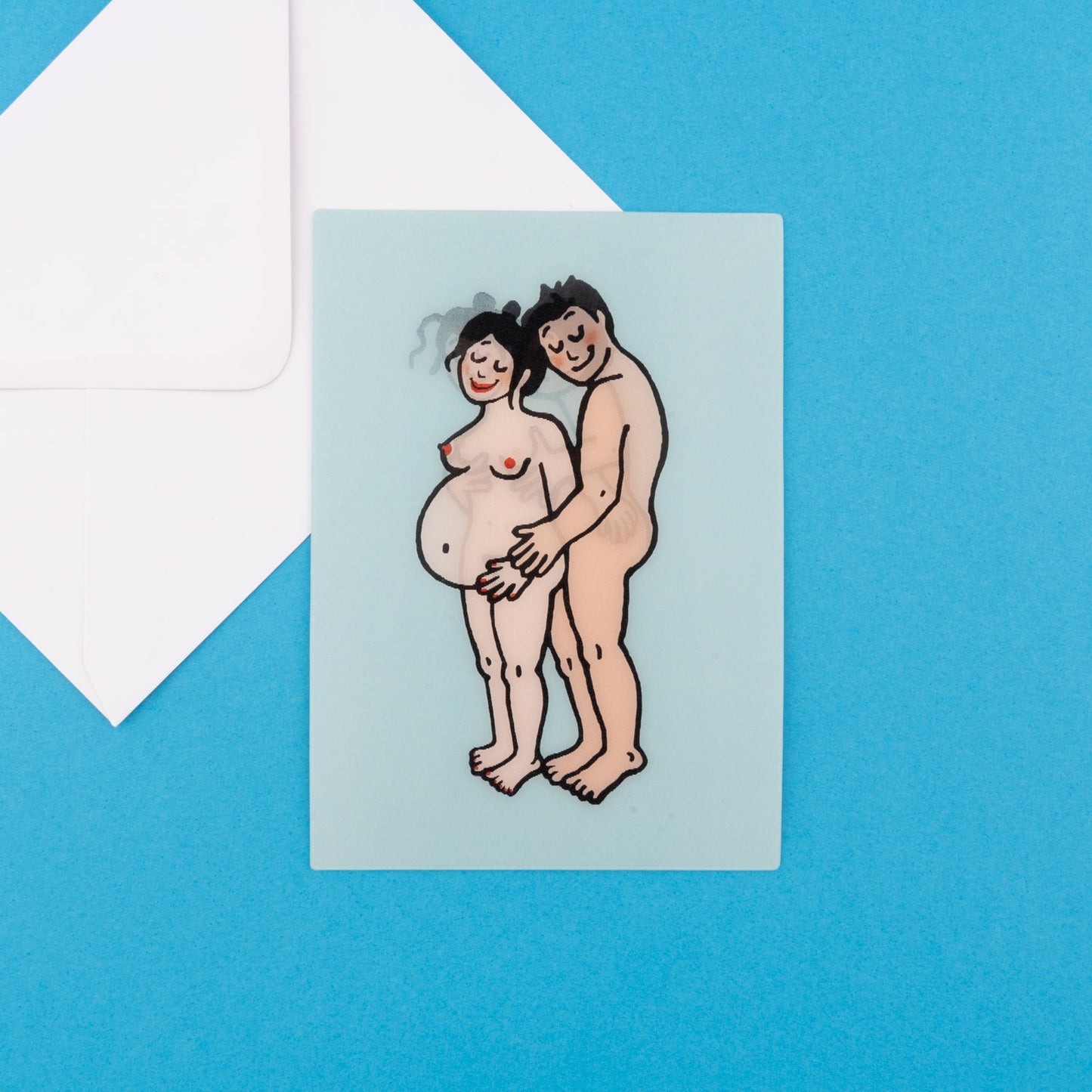 Pregnancy Postcard - White Mom and Dad