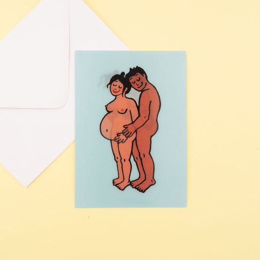 Pregnancy Postcard - Black Mom and Dad