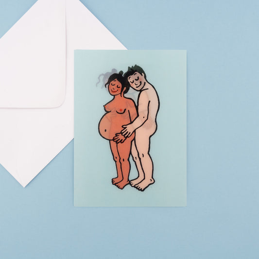 Pregnancy Postcard - Black Mom Black Dad