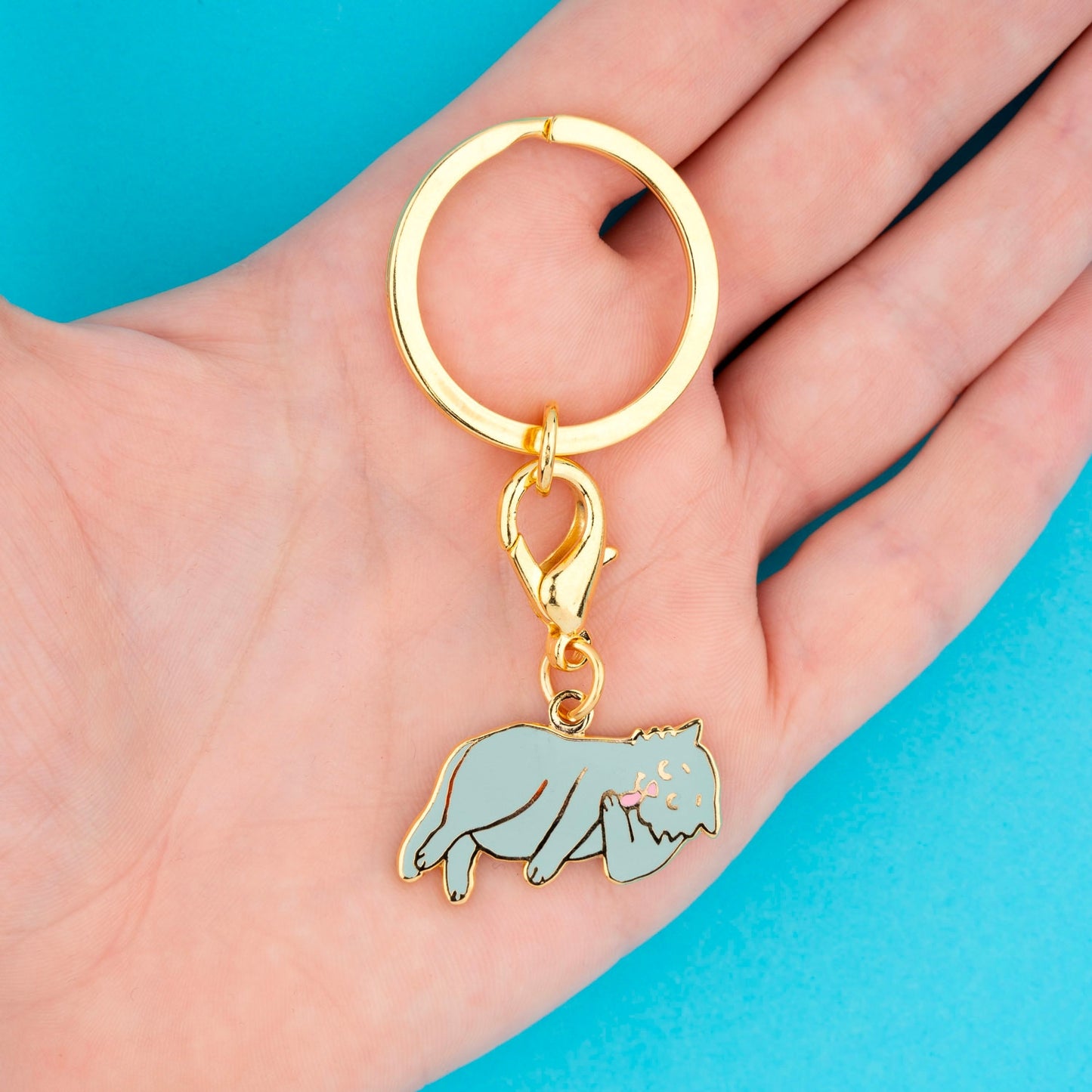 Grey Cat Key Ring / Pet Tag