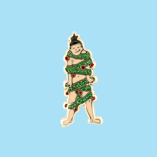 Man Christmas Tree Pin