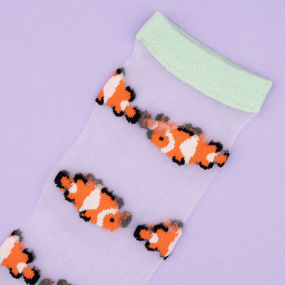 Chaussettes Femme Hautes Peignée Poissons Made in France - Berthe Chaussettes Femme Hautes Peignée Poissons Made in France - Berthe