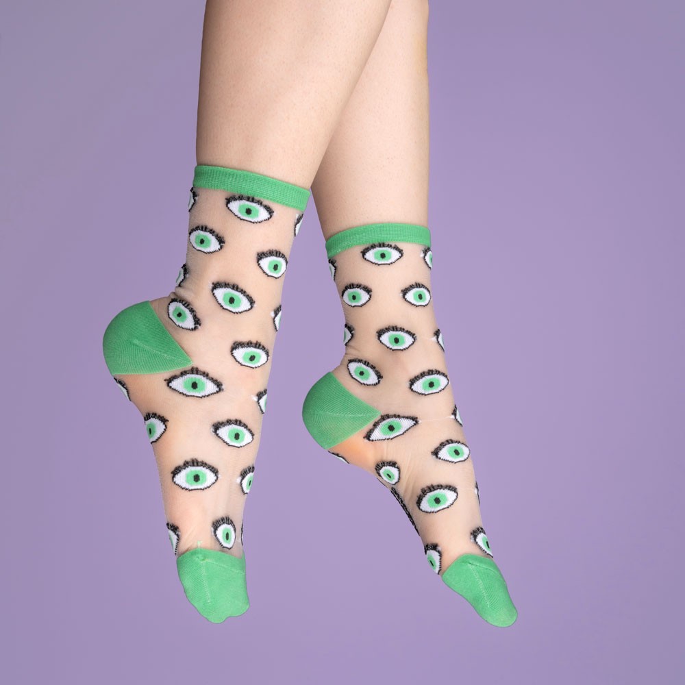 Chaussettes transparentes Oeil - Vert - Coucou Suzette