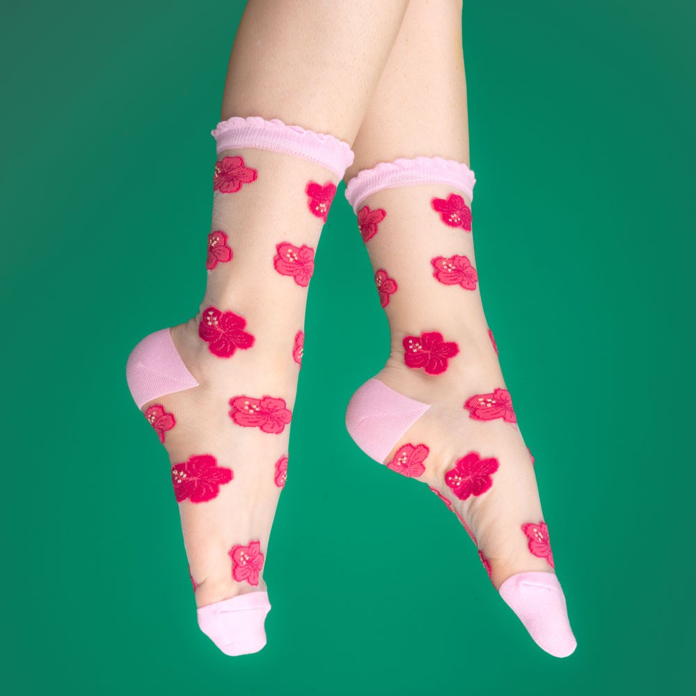 Chaussettes transparentes Hibiscus - Coucou Suzette