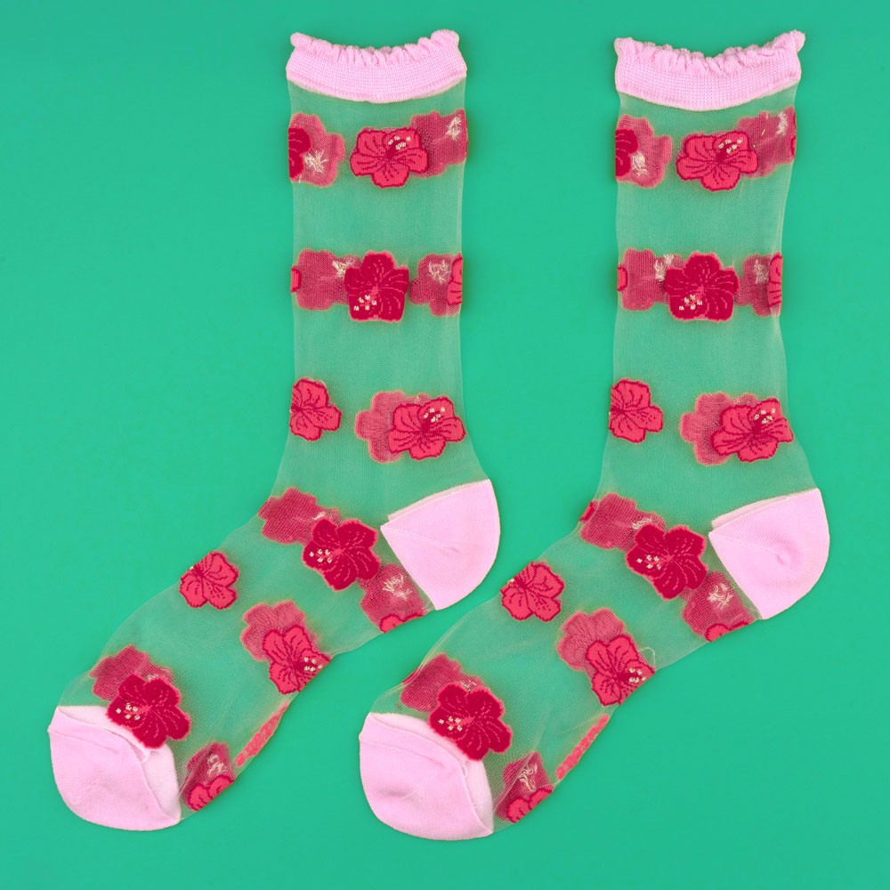 Chaussettes transparentes Hibiscus - Coucou Suzette